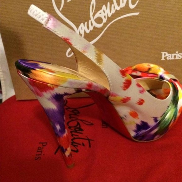 Christian Louboutin VENDOME SLING NODO Satin Bouquet Bow Heel Shoes Sandal - Picture 6 of 12